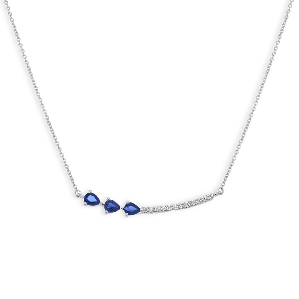 Blue Sapphire and Diamond Bar Necklace