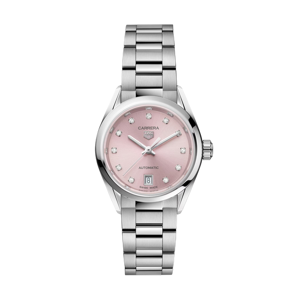 Tag Heuer Carrera Date Watch Pink Diamond Dial - 29mm