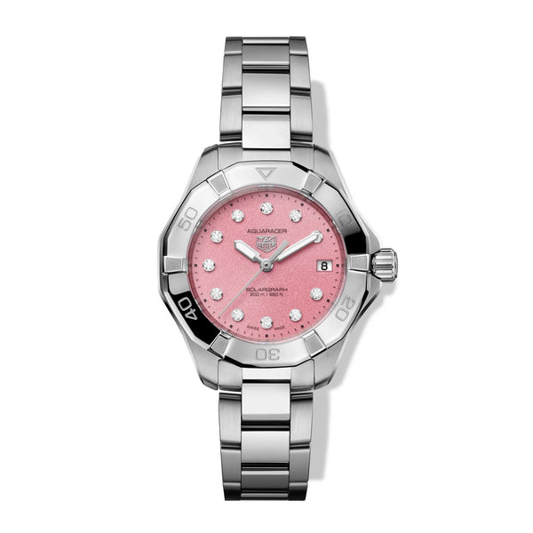 TAG Heuer Aquaracer Pink Dial Solargraph Watch - 34mm
