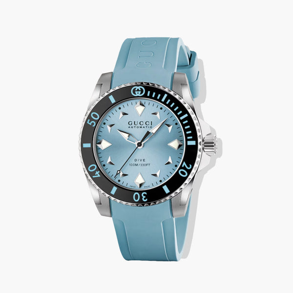 Gucci Dive Light Blue Dial Black Bezel Watch - 36mm | YA136409