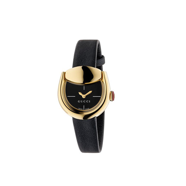 Gucci Horsebit 28mm Gold Watch on Black Leather