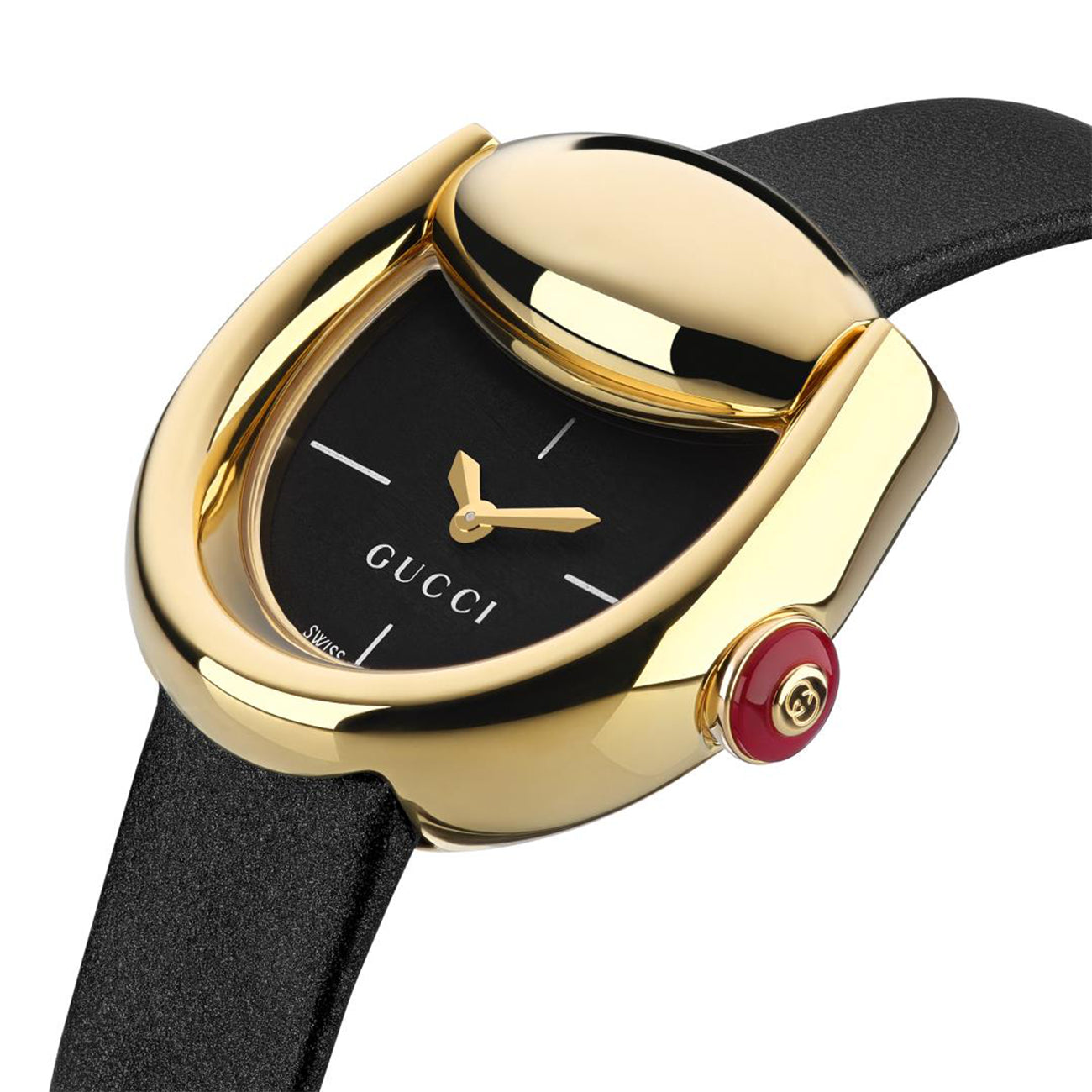 Gucci Horsebit 28mm Gold Watch on Black Leather