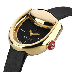 Gucci Horsebit 28mm Gold Watch on Black Leather