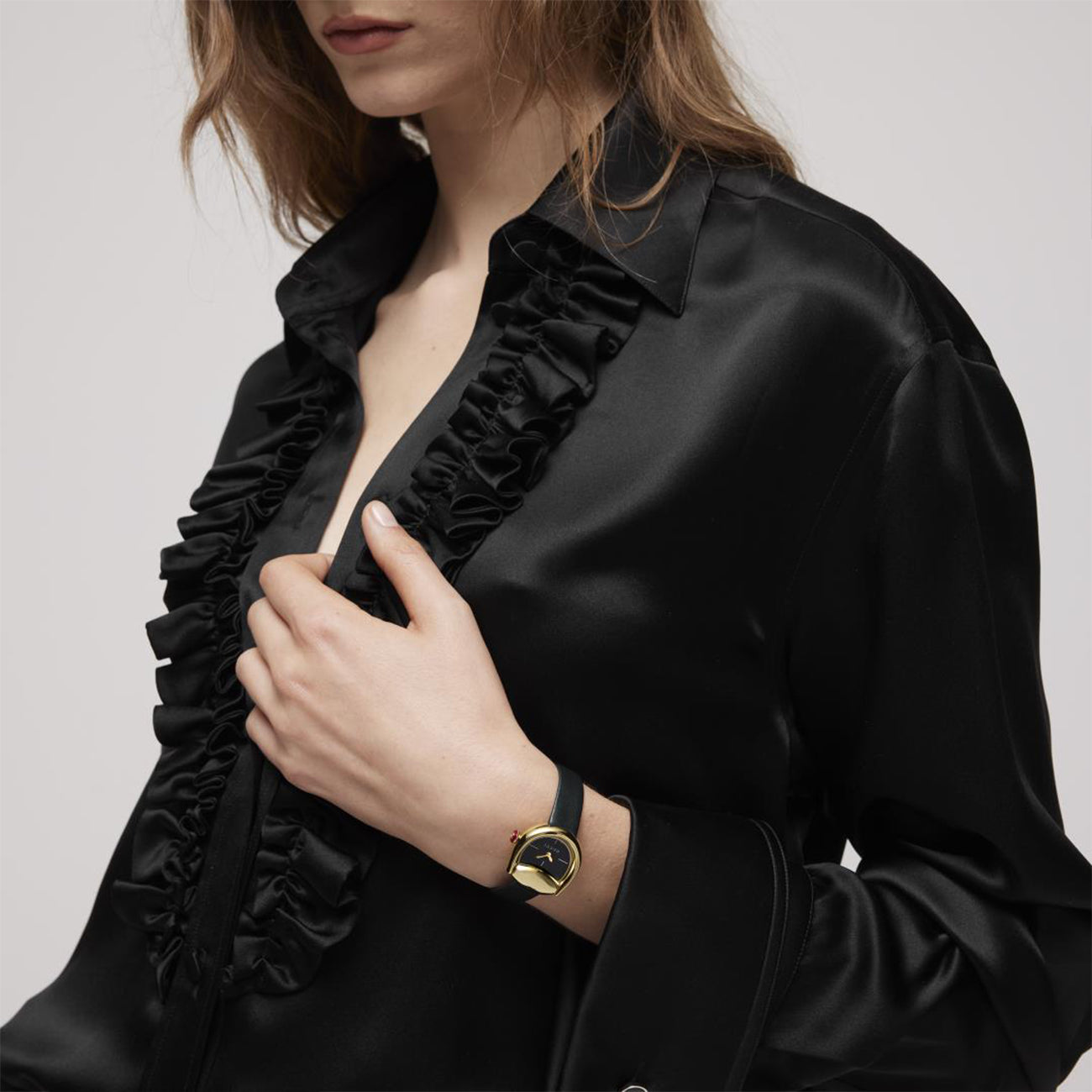 Gucci Horsebit 28mm Gold Watch on Black Leather