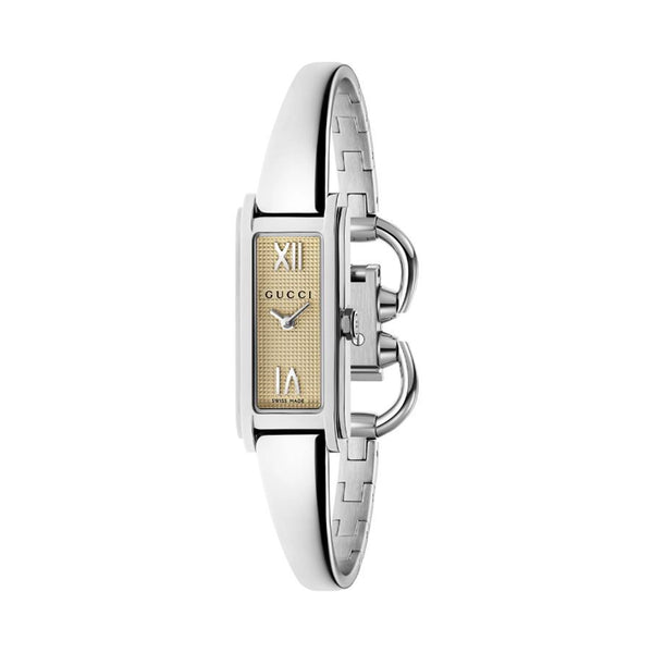 GUCCI 2040L レディース 腕時計 純正ベルト シルバー ホワイト Gucci G-Frame Champagne Dial Roman Numeral Watch - 27mm – J.R.DUNN