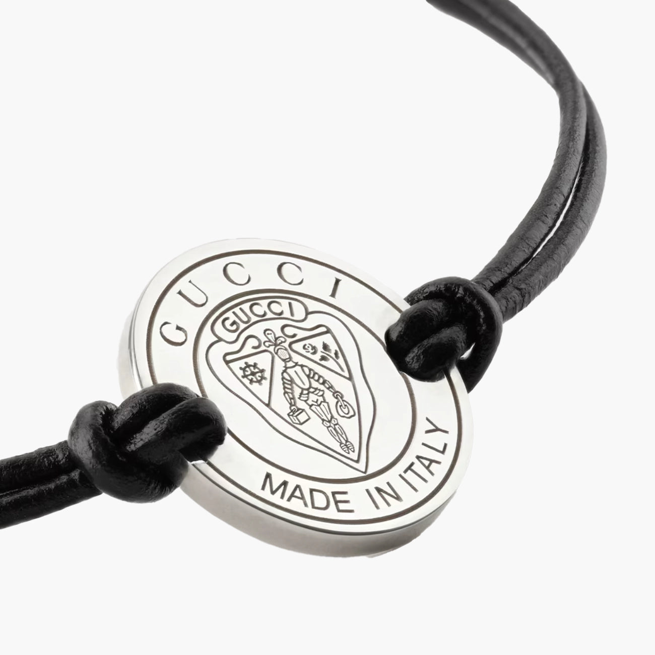 Gucci Crest Leather Cord Bracelet