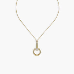 Gucci Horsebit Demi Pave Pendant Necklace