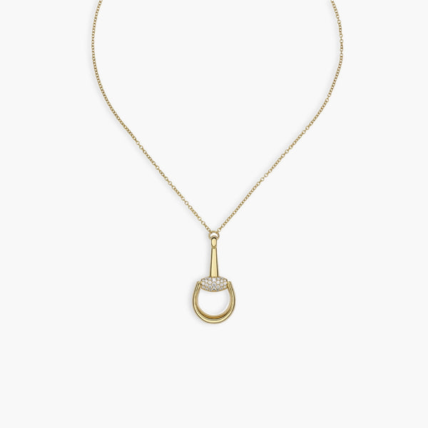 Gucci Horsebit Demi Pave Pendant Necklace