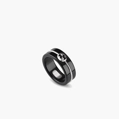 Gucci Interlocking G Black Corundum Ring