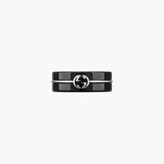 Gucci Interlocking G Black Corundum Ring