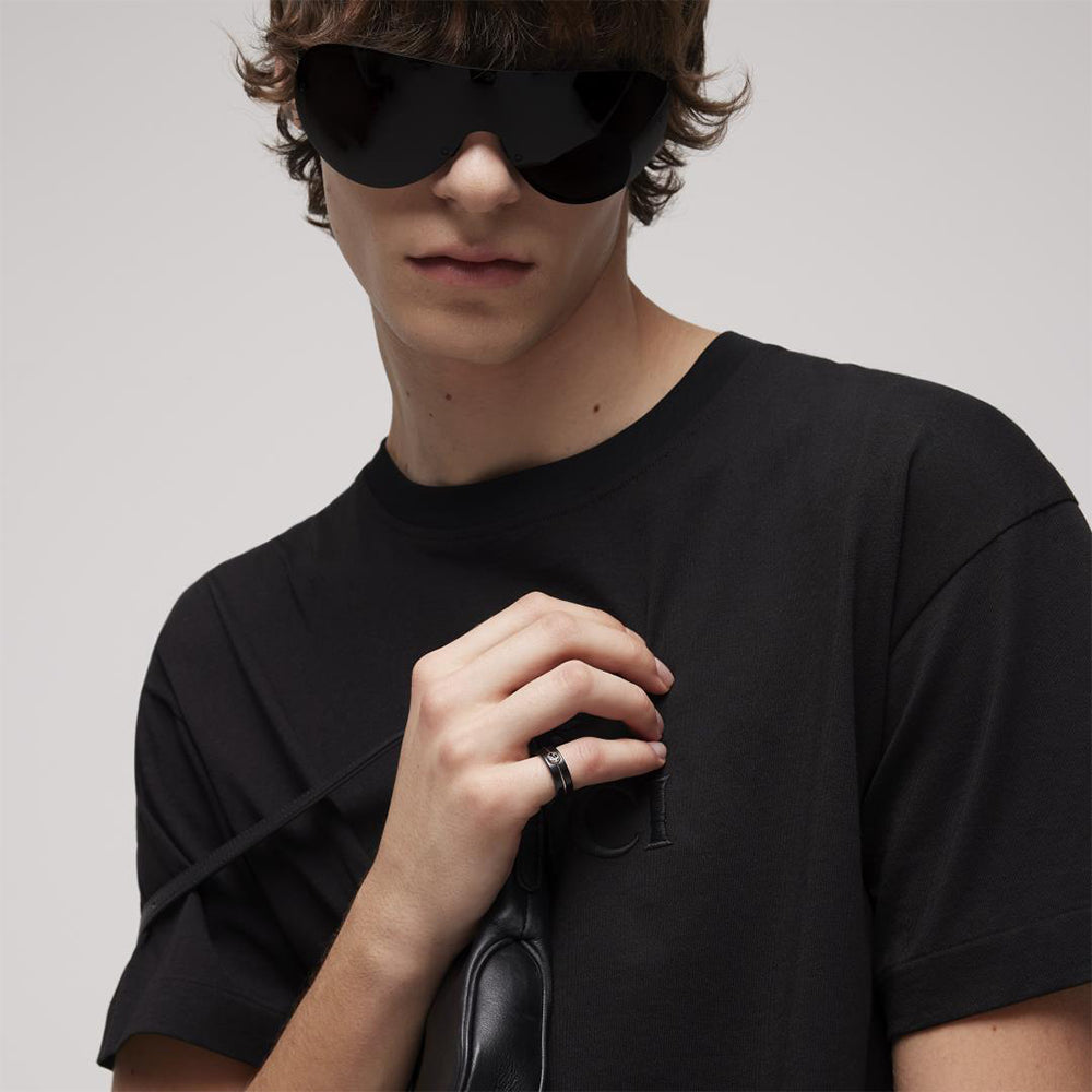 Gucci Interlocking G Black Corundum Ring
