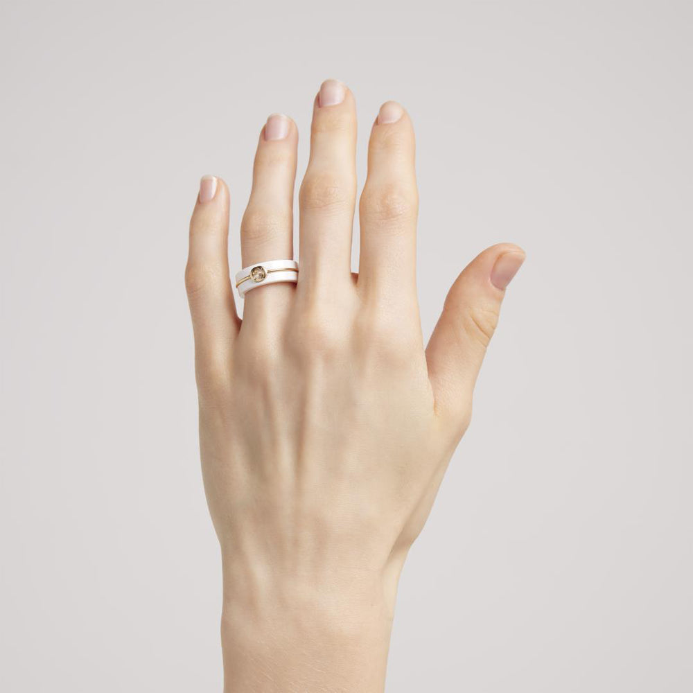 Gucci Interlocking G White Zirconium Ring