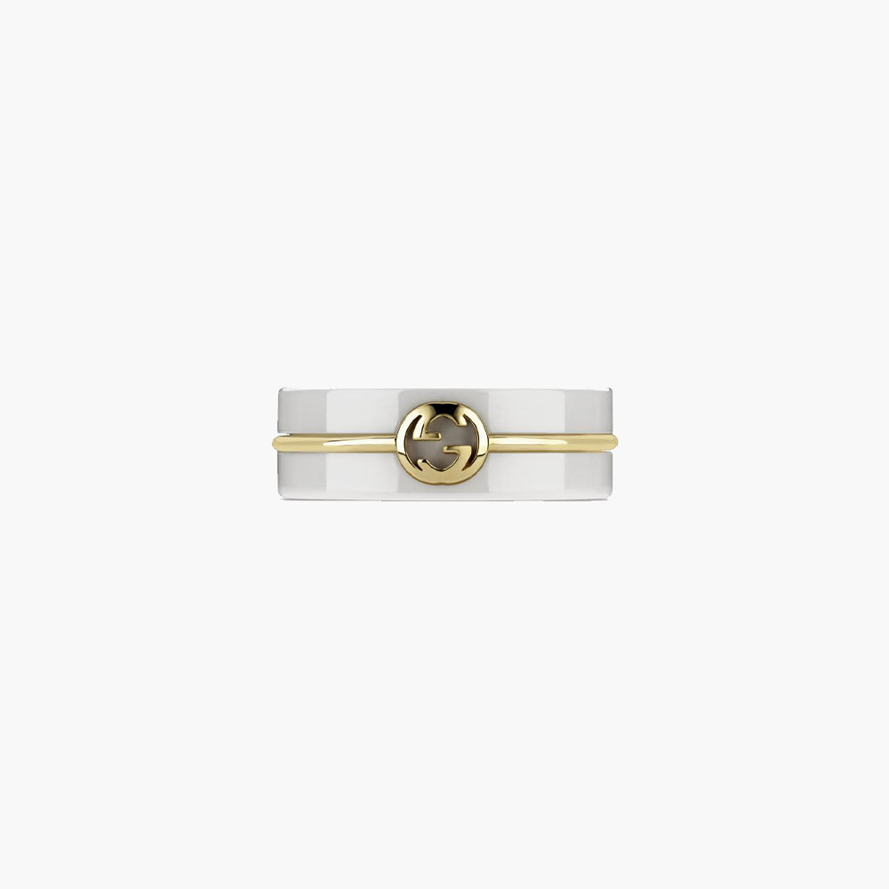 Gucci Interlocking G White Zirconium Ring