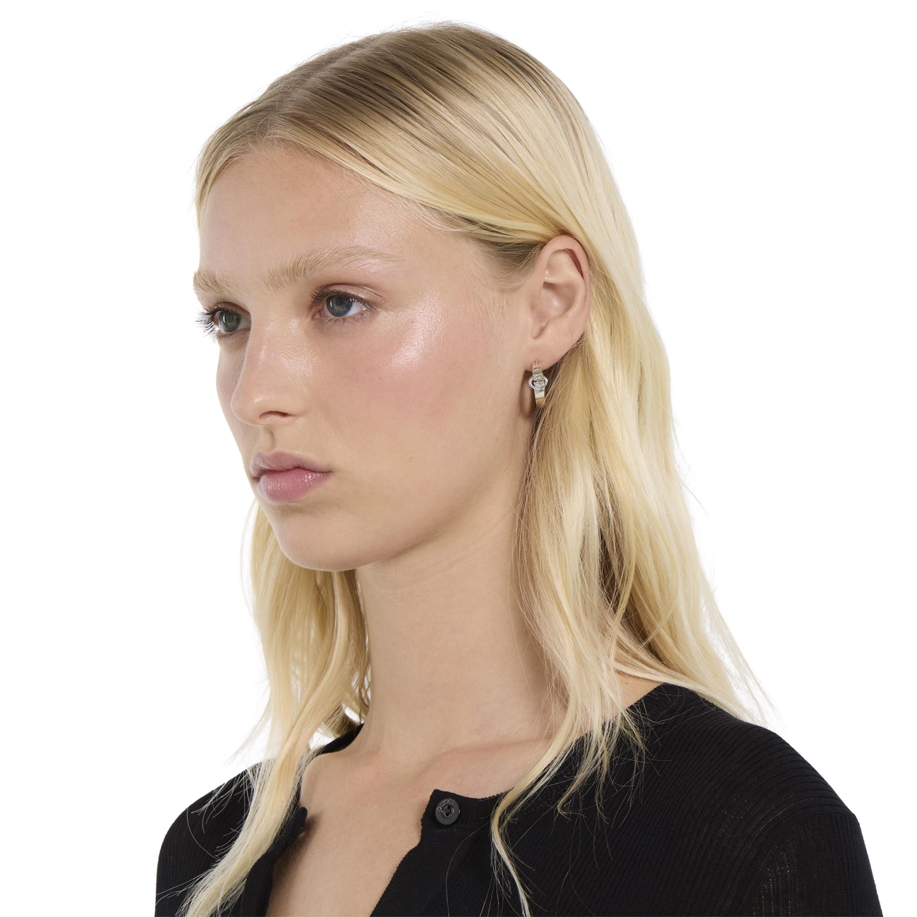 Gucci Interlocking Silver Hoop Earrings