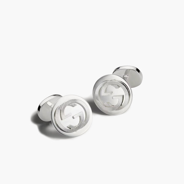 Gucci Interlocking G Silver Cufflinks