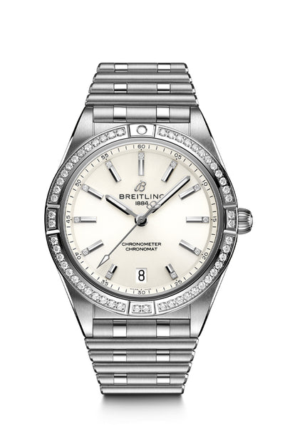 Breitling Chronomat 36 in Steel With White Dial and Diamond Bezel - Breitling product