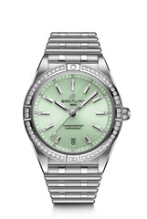 Breitling Chronomat 36 in Steel With Green Dial and Diamond Bezel