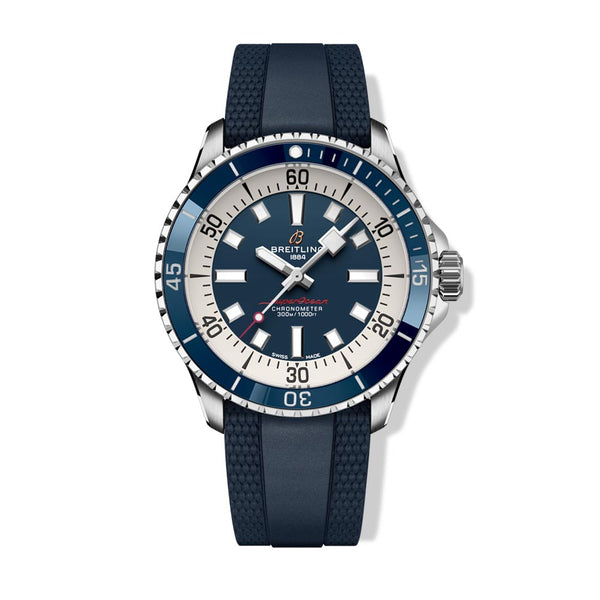 Breitling Superocean 42, Blue Dial, Rubber Strap, A17375E71C1S1