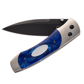 William Henry Blue Engravable Large Pocket Knife
