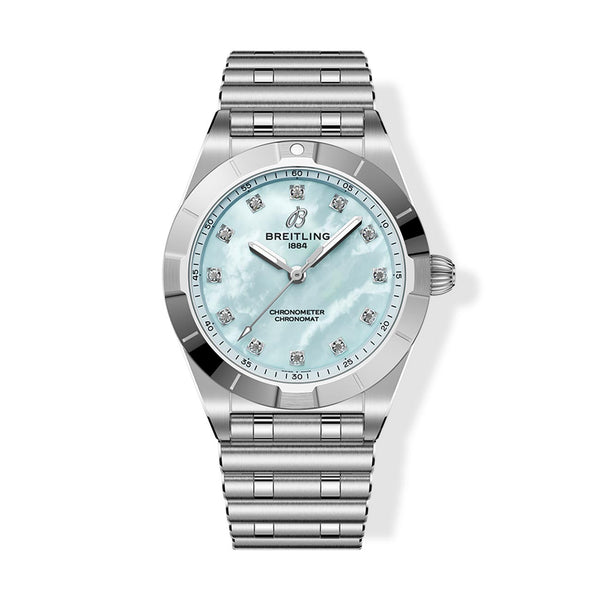 Breitling Chronomat 28 Blue Mother-of-Pearl Dial with Stainless Steel Rouleux Bracelet