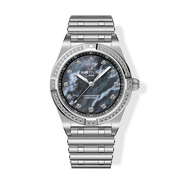 Breitling Chronomat 28 Black Mother-of-Pearl Dial with Stainless Steel Rouleux Bracelet