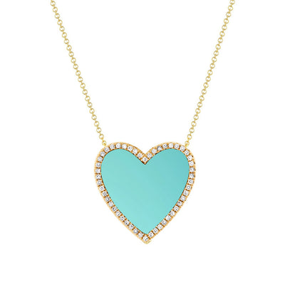 Turquoise Heart Necklace with Diamonds - Private Label product