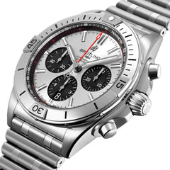 Breitling Chronomat B01 42 Silver Dial — 42mm with Black Rouleaux Rubber Strap
