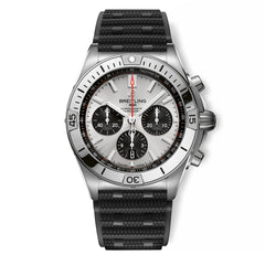 Breitling Chronomat B01 42 Silver Dial — 42mm with Black Rouleaux Rubber Strap
