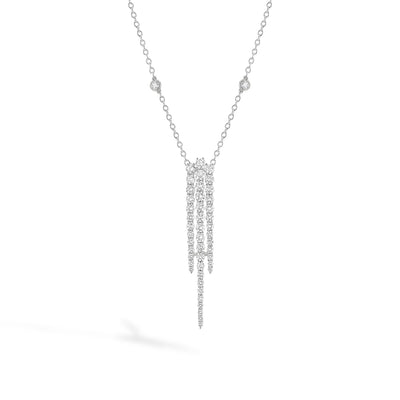 Couture Dagr 3-Row Graduating Diamond Pendant in 18K White Gold - Private Label product