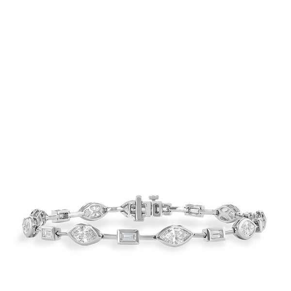 Couture Duchess Multi-Shaped Diamond Bracelet in 18K White Gold