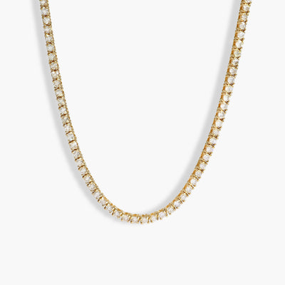 3 Carat Halfway Diamond Tennis Necklace in Yellow Gold - Private Label product