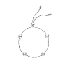 Mikimoto White Gold Akoya Pearl & Diamond Tin Cup Bracelet