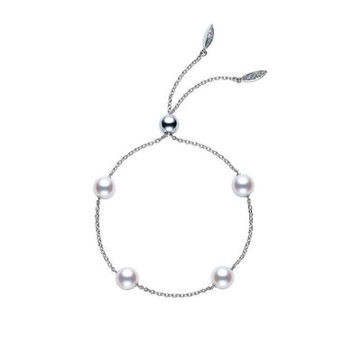Mikimoto White Gold Akoya Pearl & Diamond Tin Cup Bracelet - Mikimoto product