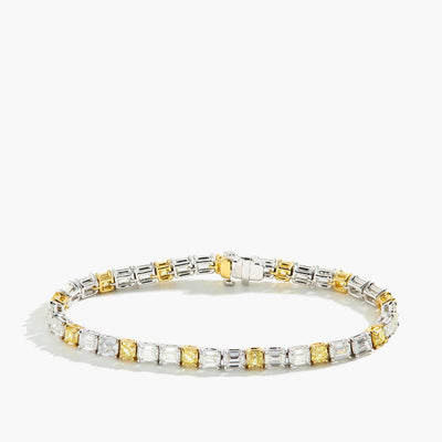 Asscher Yellow Diamond Alternating Mixed Metal Bracelet - Private Label product