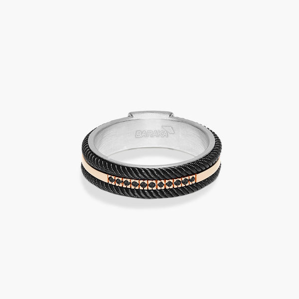 Barakà 316L Mixed Metal Black Diamond Pave Ring