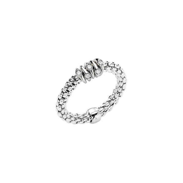 Fope Prima White Gold Dew Drop Diamond Rondel Station Ring