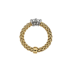 Fope Prima Yellow Gold Dew Drop Diamond Rondel Station Ring