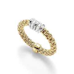 Fope Prima Yellow Gold Dew Drop Diamond Rondel Station Ring