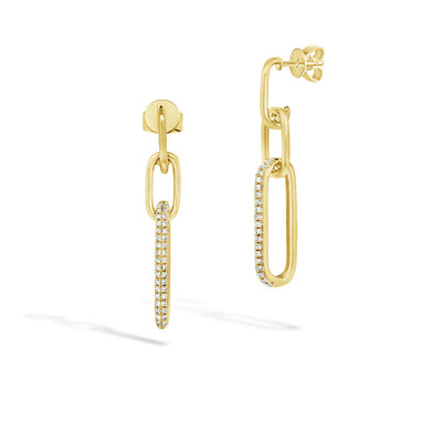 Gold and Diamond Link Drop Earrings - Private Label product