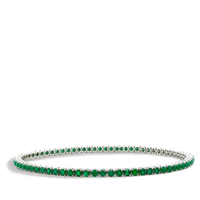 Emerald Gemstone Tennis Bracelet in White Gold - Private Label product