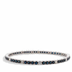 Sapphire And Diamond Tennis Bracelet in White Gold