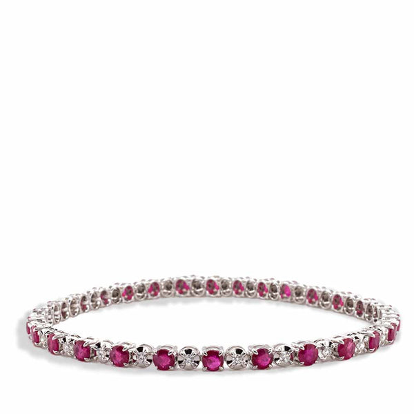 Ruby And Diamond Alternating Tennis Bracelet