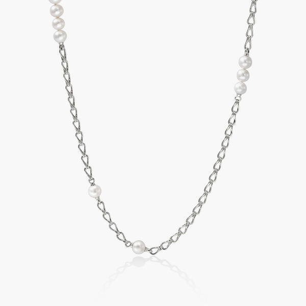 John Hardy Surf Pearl Station Silver Necklace