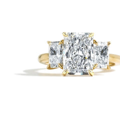 3.09 Carat Radiant Three Stone Lab Grown Diamond Engagement Ring