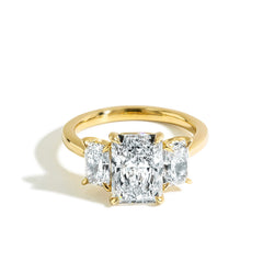 3.09 Carat Radiant Three Stone Lab Grown Diamond Engagement Ring