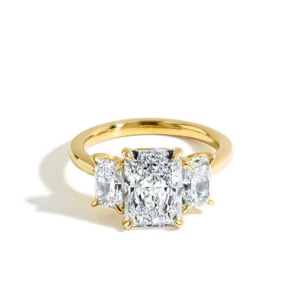 3.09 Carat Radiant Three Stone Lab Grown Diamond Engagement Ring