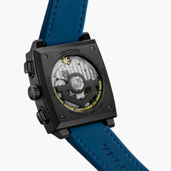 TAG Heuer Monaco Chronograph Black and Blue Dial Rubber Strap - 39mm