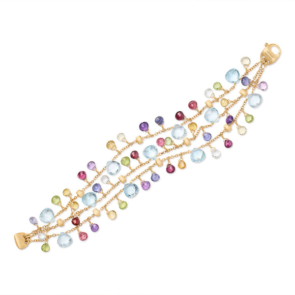 Marco Bicego Paradise Blue Topaz Mix Gemstone Triple Strand Bracelet