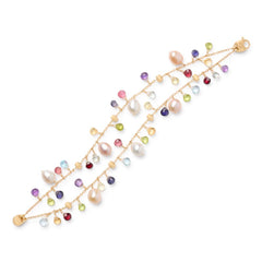Marco Bicego Paradise White and Pink Pearls Mixed Gemstone Double Strand Bracelet