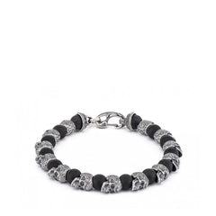 William Henry Shaman Onyx & Silver Skull Bracelet